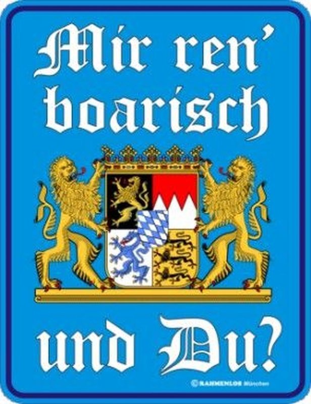Bayern Schild " Mir ren`boarisch Größe 22 x 17 cm