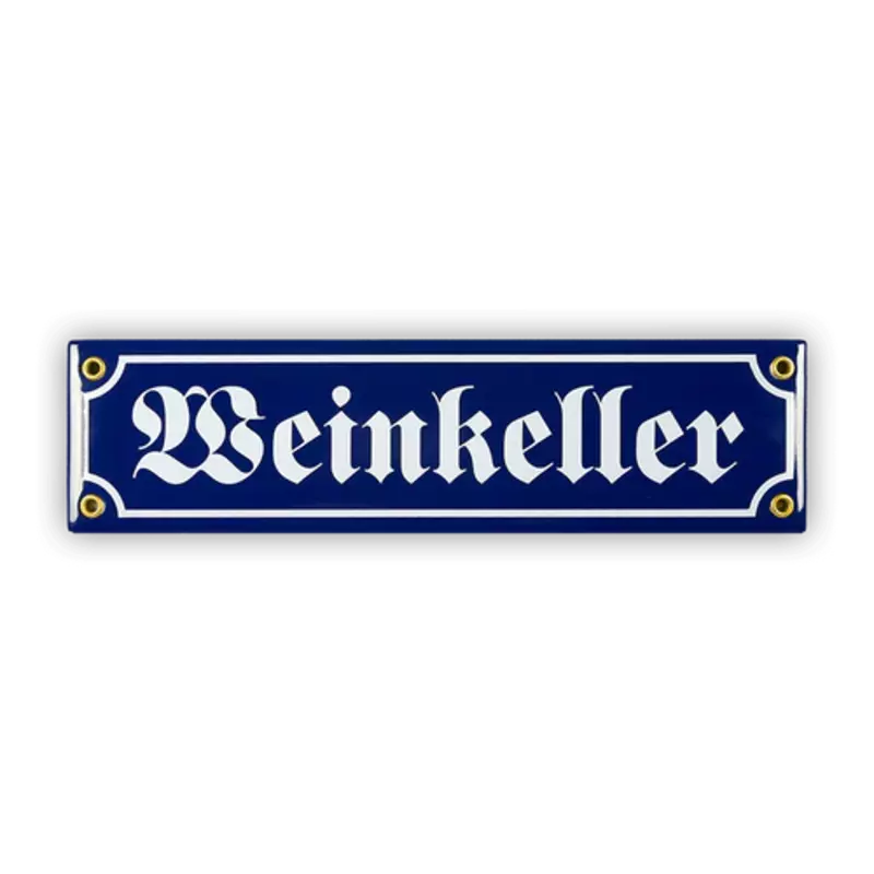 Emailschild , Weinkeller, Größe 30 x 8 cm.