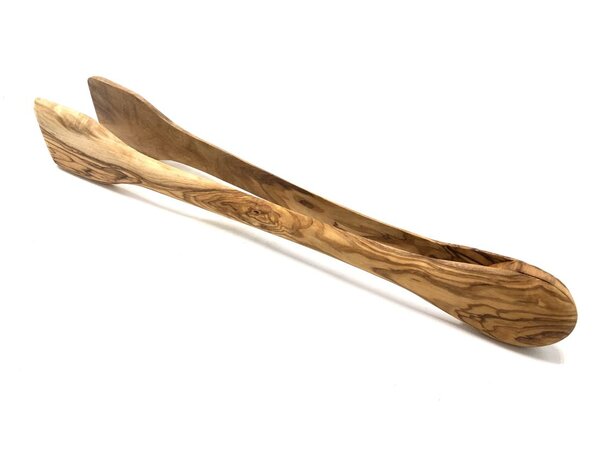 Grillzange aus Olivenholz, 36 cm lang,