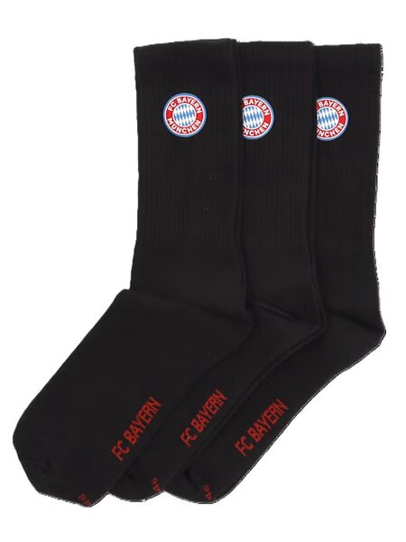 FC Bayern Unisex Crew Socken schwarz,3er-Set