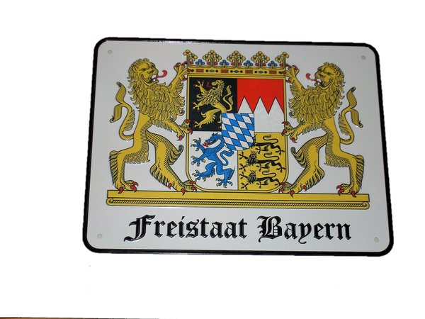 Freistaat Bayern Schild, Größe 22 x 17 cm