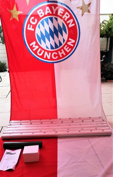 Bannerfahne FC Bayern, Komplettset mit Fahnenmasten,