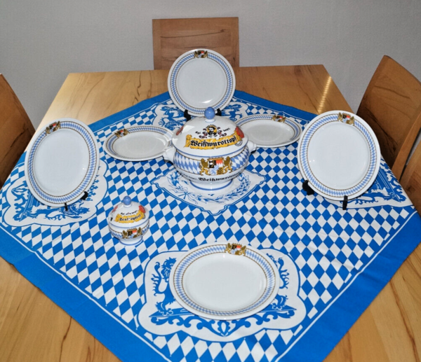 Weißwurstgeschirr für 6 Personen, Komplett Set, Topf Größe 2,1 liter Topf, Teller Größe 21 cm, Seltmann Weiden-Sonderpreis