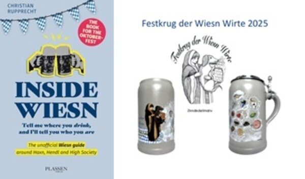 Bierkrug Wiesenwirte Oktoberfest 2025, limitierte Auflage, mit Buch "Inside Wies´n