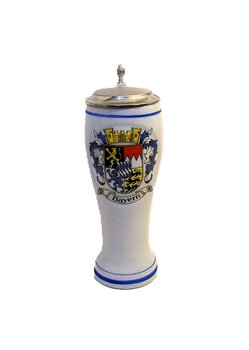 Weißbierkrug mit Zinndeckel, Wappen Altbayern