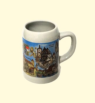 Bierkrug, Bayern, mit Stadtmotiv,München,Neuschwanstein,Rottenburg o.d. Tauber, Nürnberg.