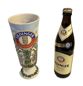 Weißbierkrug, Brauerstutzen, Motiv Schloss Sanssouci, mit Erdinger Weißbier,