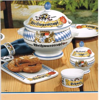 Weißwurstgeschirr für 6 Personen, Komplett Set, 2,1 liter Topf, Seltmann Weiden-Sonderpreis