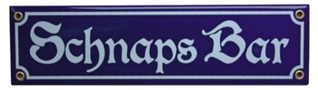 Emailschild , Schnaps Bar 8 x 30 cm Emaille Schild